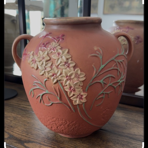 Roseville Larkspur Rust Vintage Art Pottery Ceramic Vase